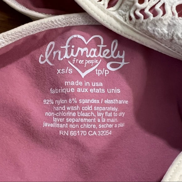 Free People Lace Mini Bodycon Dress Off White & Light Pink Womens XS - Picture 6 of 6